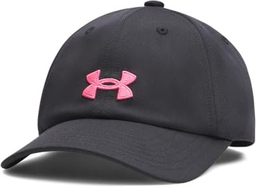 Under Armour Bambina Blitzing Adjustable, Cappello con Visiera Curva per un'efficace Protezione Solare, Cappellino Sportivo Traspirante con Chiusura Regolabile,Black/Super Pink,OSFM