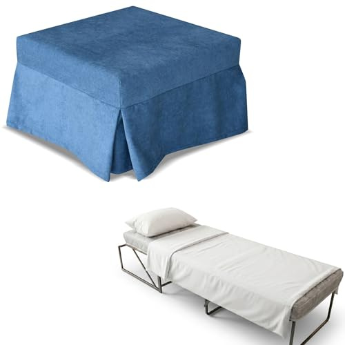 Nuvole di Sonno- Pouf Letto Reverso con Materasso in Waterfoam Alto 11 cm, Tessuto Sfoderabile e Lavabile, Rete Ortopedica Pieghevole, Salvaspazio per Camera e Soggiorno, Design Moderno Made in Italy