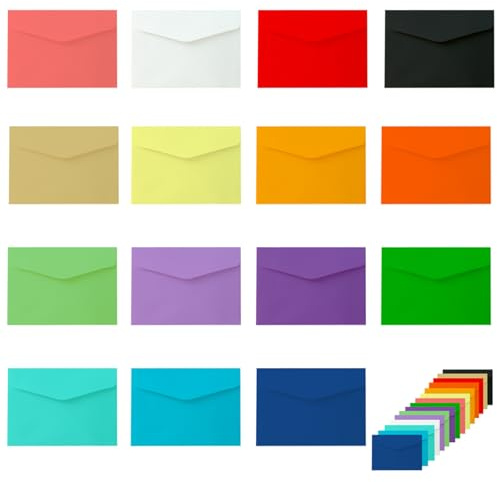 BMZXCH 150 Piezas 15 Colores Conjunto de Mini Sobres Sobre Pequeños Scrap Colores Papel de Colores Regalo Multicolor para Regalos para Bodas, Cumpleaños, Fiestas, tarjetas de Navidad (115 x 83 mm)
