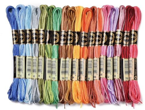 CABODYALS 18 Strang 6 Stränge 157.5 Yards Polyester Stickgarn Mit Farbverlauf Buntes Regenbogen Crewel Kreuzstichgarn Armbandgarn In Großpackung Für Die Schmuckherstellung Weihnachtsdekorationen DIY P