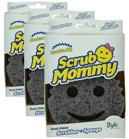 Scrub Daddy Scrub Mommy Putzschwamm, Topfreiniger Küchenschwämme, Putzmittel mit Texturveränderung, kratzfreier Spülschwamm, geruchsresistenter Smiley Schwamm, Geschirrschwamm - 1er Style