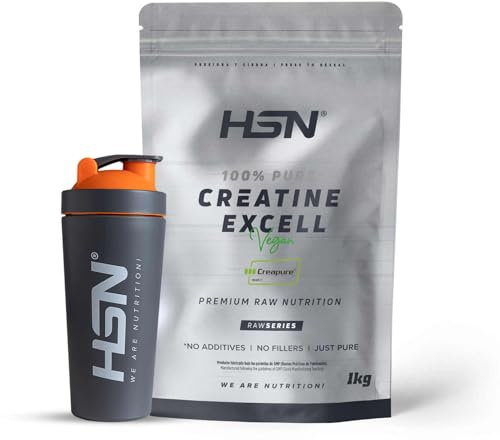 HSN Créatine 100% CREAPURE® en Poudre + SHAKER EN ACIER INOXYDABLE | Saveur Neutre - 1Kg | Garantie de Qualité Certifiée : Pure Créatine Monohydrate Micronisée Sans Additifs Ni