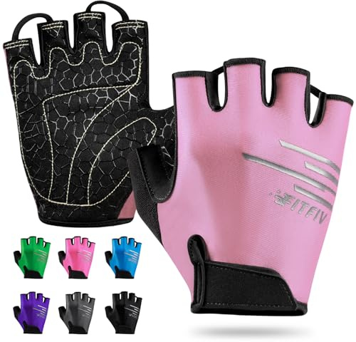 FITFIV Cycling Gloves Bike Gloves for Men/Women Half Finger Biking Exercise Workout Gloves Suitable for Outdoor Sports, Gym, Weight Lifting, Rowing and Motorcycle