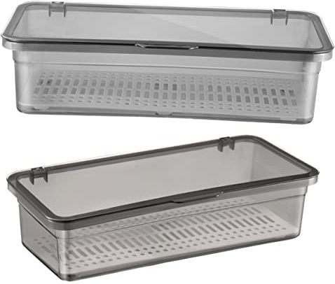 Cabilock Boîte à Baguettes Multifonction Noire 2 Pcs en Plastique Solide Plateau D'égouttage, Organisateur De Couverts Maison, Rangement Compact pour Ustensiles Cuisine