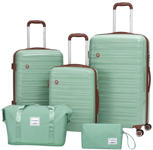 Travelhouse Ascona 5-teiliges nachhaltiges Gepäck-Set – ABS+PC Hartschalen Koffer mit Rollen, Reisetasche & Kulturbeutel, TSA-Schloss, langlebig & recyclebar