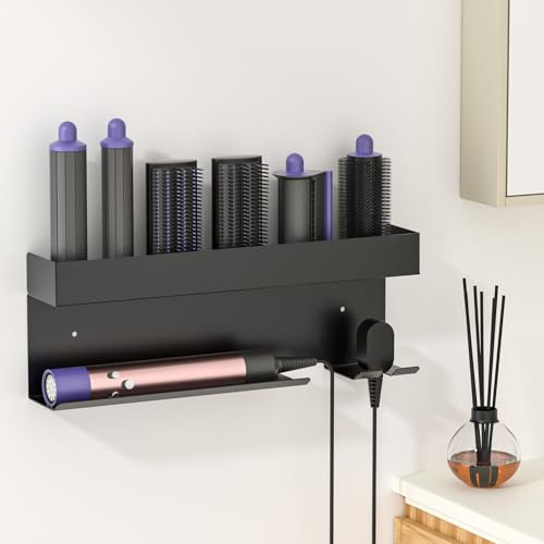 Support Seche Cheveux et Lisseur, Acier Inoxydable Support seche Cheveux sans percage, Porte Seche Cheveux Mural pour Rangement Accessoires Styler Curling Appareils Applicable à La Salle De Bain