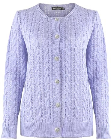 New Ladies Women Cable Knit Button Cardigan Knitted Long Sleeve Top Sweater Jumper