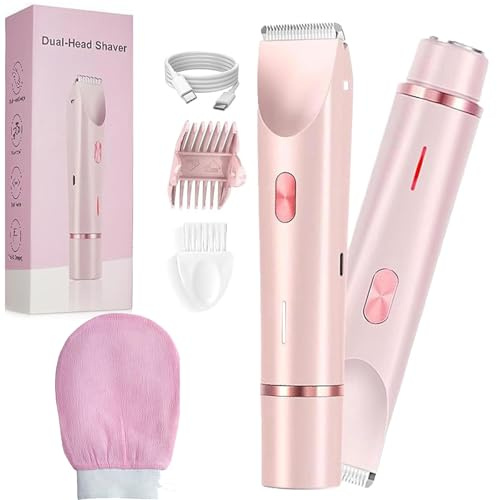 Beauty Bloom Rasoir Beauty Bloom V2 2 en 1 pour femme pour jambes, bras, aisselles, zone pubienne, humide et sèche, rechargeable par USB, étanche IPX7 et facile à nettoyer (rose)