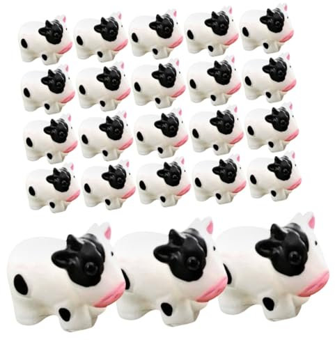 TOYANDONA 24piezas Figuras De Vaca Pequeñas De Resina Adorables Estatuas De Dibujos Animados para Jardín Decoración De Bonsái y Escritorio
