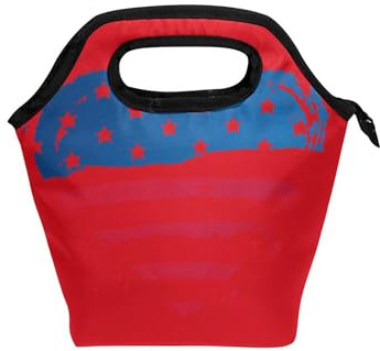Caihoyu Lonchera pequeña con forma de bandera americana, con asa curvada, aislada, a prueba de fugas, para playa, senderismo, escuela