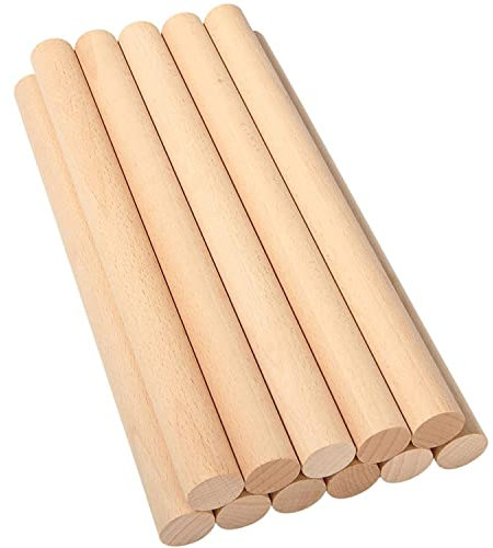 Natürliche Holzdübelstäbe, 11 Stück Holzdübelstangen, 1 Zoll x 12 Zoll Holzdübel, unbehandelte Holzdübel, Hartholzstangenstäbe for Handwerk und Heimwerker