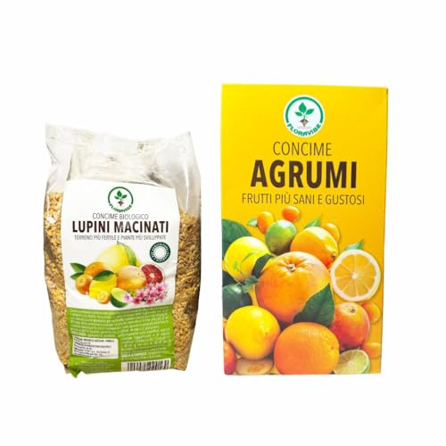Floravibe Kit Agrumi Completo: Lupini Macinati Bio 800g + Concime NPK 13-5-20 1Kg – Biologico e Minerale per Limoni, Arance, Mandarini – Nutrizione Completa – Made in Italy