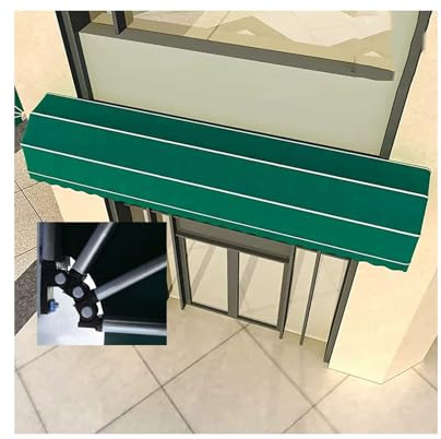 Einziehbare grüne Markise für Türen und Fenster, wasserdicht, Polyester, Terrassenüberdachung mit stabilem Rahmen, Größe 130 x 60 x 60 cm, langlebiger Sonnenschutz, Outdoor-Schattenlösung