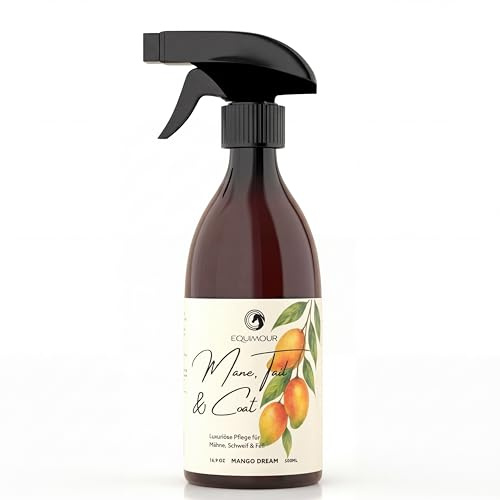 Man- & svansspray för hästar – pälsvård glansspray med Mango Dream doft, underlättar kamning och tovning, ger silkeslen glans, dammavvisande vårdformel – 500 ml vårdspray för häst (2)