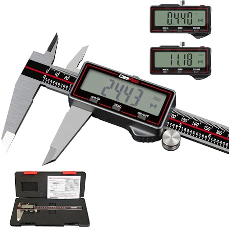 GemRed Digitaler Messschieber 200 mm / 8 Zoll mit großem LCD-Display | mit Großem LCD-Display, Schieblehre digital, mm/Zoll Umrechnung, Auto-Off, 4-Wege-Messung für Werkstatt, DIY & 3D-Druck