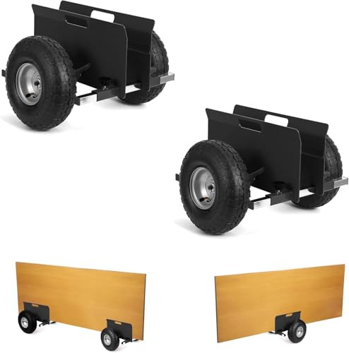 2 Stück Plattenwagen, 272 kg Tragfähigkeit, Mit 25.4CM Gummiluftreifen, Klemmwagen Plattentransportwagen Plattentransporter Mit Universalrädern Transporthilfe Plattenroller Plattformwagen Rollwagen