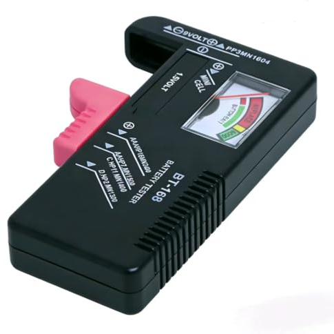 Universal Battery Checker BT-168 Small Multi Sizeor AA AAA C D 1.5V 9V Button Cell Batteries in School Home Office (Large)