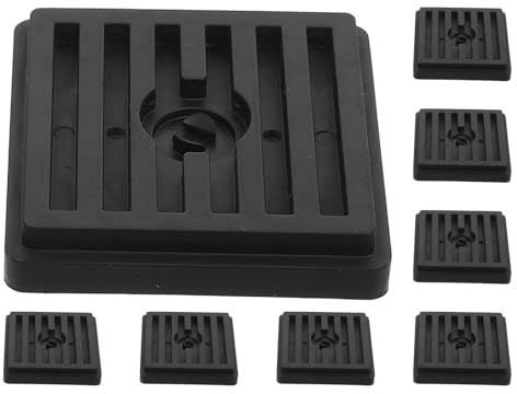 Tazze Fermaruote in Gomma Nera Quadrate Antiscivolo, 8 Pezzi | Protezione Pavimenti, Riduzione Rumori, Uso Domestico e Lavorativo, Compatibili Basi D’Arredo Interne