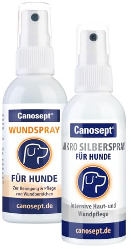 Canosept Mikro Silberspray Hund 75ml + Wundspray für Hunde 75ml: Gegen Juckreiz Hund, Optimale Wundversorgung, zur Reinigung und Pflege von Wundbereichen
