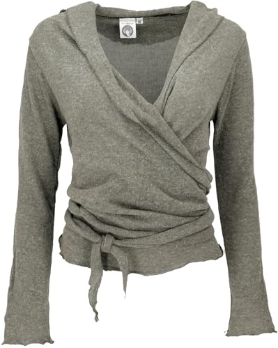 Guru-Shop Wickelshirt, bomullsstickad tröja, Wickeljacka, kvinnor, bomull, tröja, longsleeve & Sweatshirts alternativ klädsel