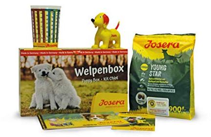 JOSERA Scatola per cuccioli con cibo per cuccioli YoungStar, per razze medie e grandi, con misurino, fibra di cucciolo e giocattolo squittio, cibo secco super premium per cani in crescita, confezione