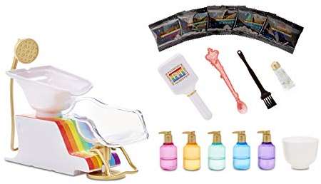 Rainbow High 567448E7C Salon Playset, Frisörsalon mit Salon-Stuhl mit Wasserfunktion und über 20 weiteren Überraschungen