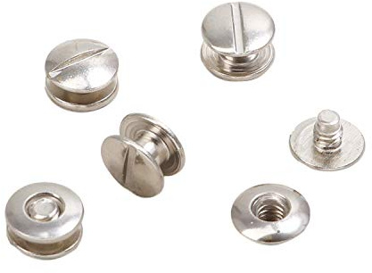 LEO’s - 100 Stück Premium Buchschrauben 3.5 mm in Silberfarben - Buchbinderschrauben Buchnieten vernickelt - Schraubnieten Chicagoschrauben mit 5 mm Schaftdurchmesser - Buch Nieten zum Schrauben