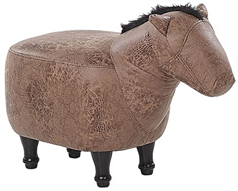 Beliani Hocker für Kinder in Pferdeform braun Lederoptik Horse