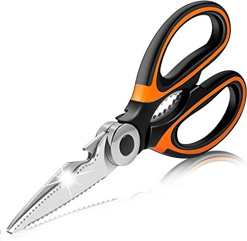 Kitchen Scissors Heavy Duty, Upgraded Sharp Stainless Steel Kitchen Shears Multipurpose Utility Cooking Scissor with Blade Cover for Chicken, Fish, Meat, Poultry, Vegetables, Herbs, Bones, Nuts, BBQ