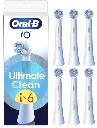 Oral-B Series iO Ultimate Clean Cabezales De Recambio Originales, Pack de 6 Recambios Blancos Para Cepillos De Dientes Eléctricos Oral-B iO, Eliminación Profunda De La Placa Bacteriana