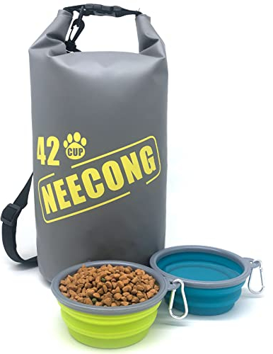 NEECONG Hundefutter-Reisetasche mit faltbaren Reiseschüsseln, 42 Tassen, Hundefutter-Aufbewahrungssystem für Camping, Alltag, 10 l