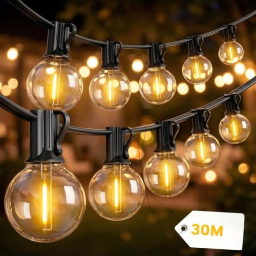 Yuucio 30M Lichterkette Außen G40 IP44,50+2 Bruchsichere Leuchten 2700K