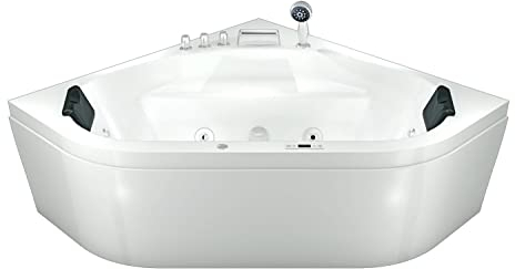 AcquaVapore Whirlpool Pool Badewanne Eckwanne Wanne W20-SC 140x140cm mit Farblicht, aktive Schlauch-Reinigung