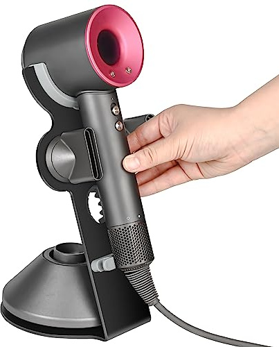 YCHF Supersonic Hair Dryer Holder for Dyson,blow dryer holder,Hair Dryer Holder for Dyson SupersonicAluminum Alloy Bracket, Bathroom Organizer,Size: 27.5cm x14cm x 16.4cm (Black)