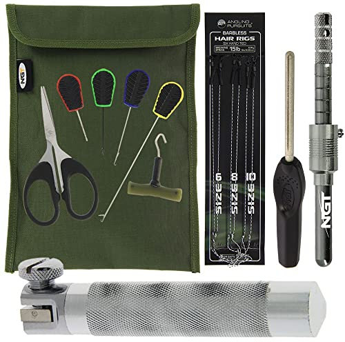 DNA Leisure Terminal Tackle Baiting Tools Hook Clamp Hair Rigs Sharpener & Rig Tying Tool with a Deluxe Case for Carp Fishing