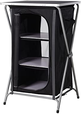 XQ Max Redcliffs Armoire Pliable à Trois étagères – Rangement Portable idéal pour Le Camping et la Cuisine en Plein air, Taille Unique, Gris