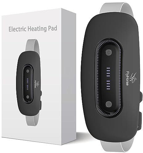 Electric Heating Pad, Portable Cordless Menstrual Heating Pad with 4 Heat Levels and 4 Massage Modes, Fast Large Heating Belly Wrap Belt for Cramps, Back Pain Relief Gifts for Women Girls Her(Black)