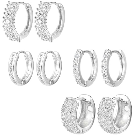 ALEXCRAFT Pendientes Plata Mujer Hombre: Aros Plata Mujer Pendientes Brillantes Plata de Ley 925 Hombre