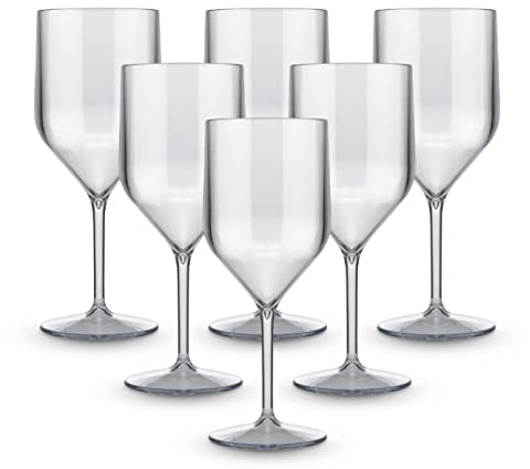 BRYNA - Set 6 Pezzi Bicchieri Croisiere da 25 Cl in Policarbonato (Plastica Rigida), 100% Design Italiano, Bicchieri Infrangibili, Calici Vino Riutilizzabili e Lavabili, Trasparente