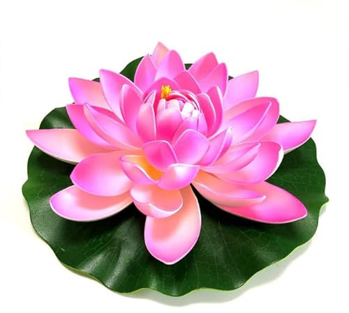 KIDEXO 10/17/28/40/60 cm Lotus künstliche Blume schwimmend gefälschte Lotuspflanze lebensechte Seerose Mikrolandschaft für Teichgartendekoration - 28 cm rosa