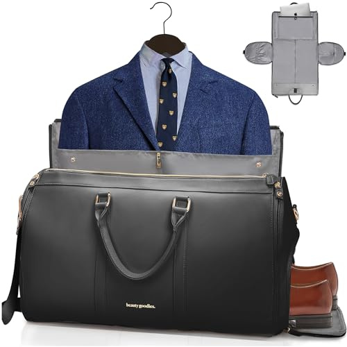 GOODIES LAB Convertible Garment Duffel Bag for Travel, Duffle Bag for Men, Garment Bags for Mens Suit and for Women, Carry On Bag for Suits, Airplane Travel Bag and Overnight Bag. Classic Elegance !