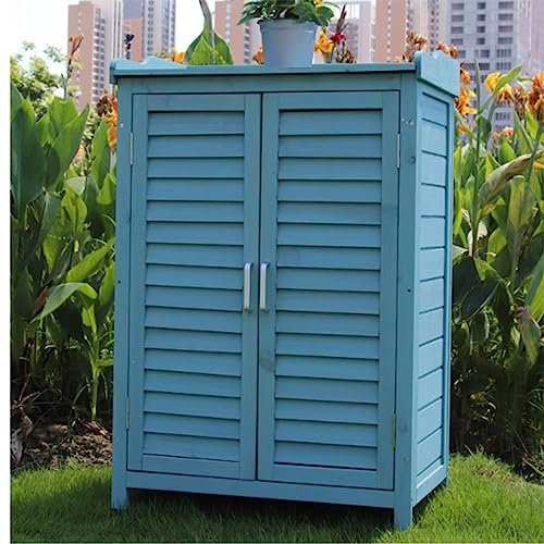 Eco-friendly Garden Potting Bench Table, Wooden Outdoor Storage Shed, Waterproof Garden Tool Storage Cabinet, Small Garden House with Large Space, for Patio Furniture, Yard Lawn, Garden, Veranda ( Col