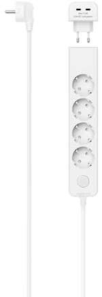Hama Steckdosenleiste 5-Fach, 2X USB C, mit Schalter, 1,4m | Mehrfachsteckdose weiß, Mehrfachstecker, mit Berührungsschutz, 45°, Steckdosenadapter