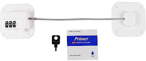 Verrou à Code pour Réfrigérateur sans Perçage, Sécurité Domestique | Plastique et Métal, Blanc à Structure Simple, pour Porte D’armoire ou Fenêtre
