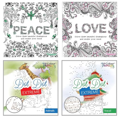 Sixstore Colour Therapy Entspannende Anti-Stress Malbücher für Erwachsene, 4 Stück, wählen Sie Ihr Set (Set 11)
