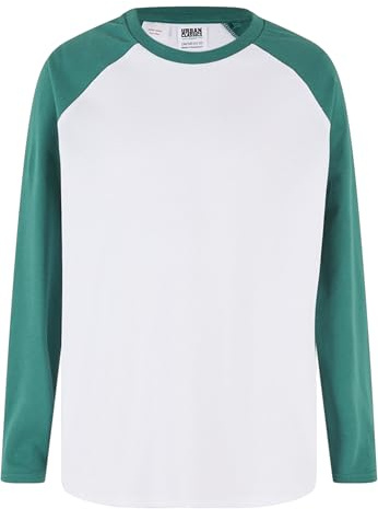 Urban Classics - Organic Oversized Raglan Långärmad skjorta för barn - Kids 146/152 - Vit/Grön