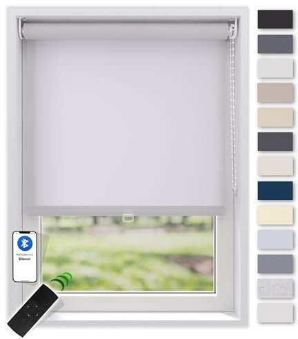 EFIXS Sonnenschutz Rollo, transparent, Breiten: 40-240, Höhe bis 275 cm, Hier 210 x 190 cm (BxH), Weiss, Blendschutz, Kettenzug, Springrollo, Motor