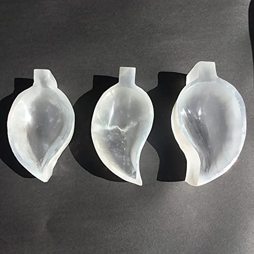 EKFBQBGW Cristal Natural Hoja de selenita Cuenco Forma Cristal Cristal Tallado a Mano Piedra áspera decoración de la habitación