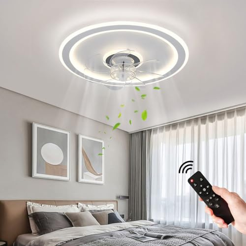 JDONG 54W LED deckenventilator mit beleuchtung 47CM LED Deckenbeleuchtung | 3 Farbtemperatur und 6 Geschwindigkeiten Dimmbare mit fernbedienung 3000k-6500K für Wohnzimmer Schlafzimmer Esszimmer