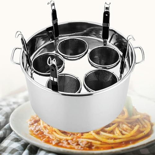 BTURYT Pasta Herd Mit Einsätzen, Satz Von Einsätzen Für Pasta Herd Mit 3/4/5 Löchern, Edelstahl Pasta Herd Und Filter Korb Einsatz Töpfe Für Haushaltsküche Restaurant